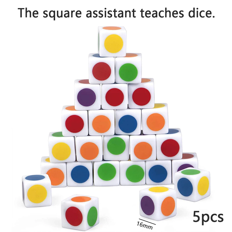 

5 Stks/partij Acryl Kids Board Game Zes Zijdige Wit Kleur Family Party Grappig Tafel Dices Games Educatief Speelgoed Hoge