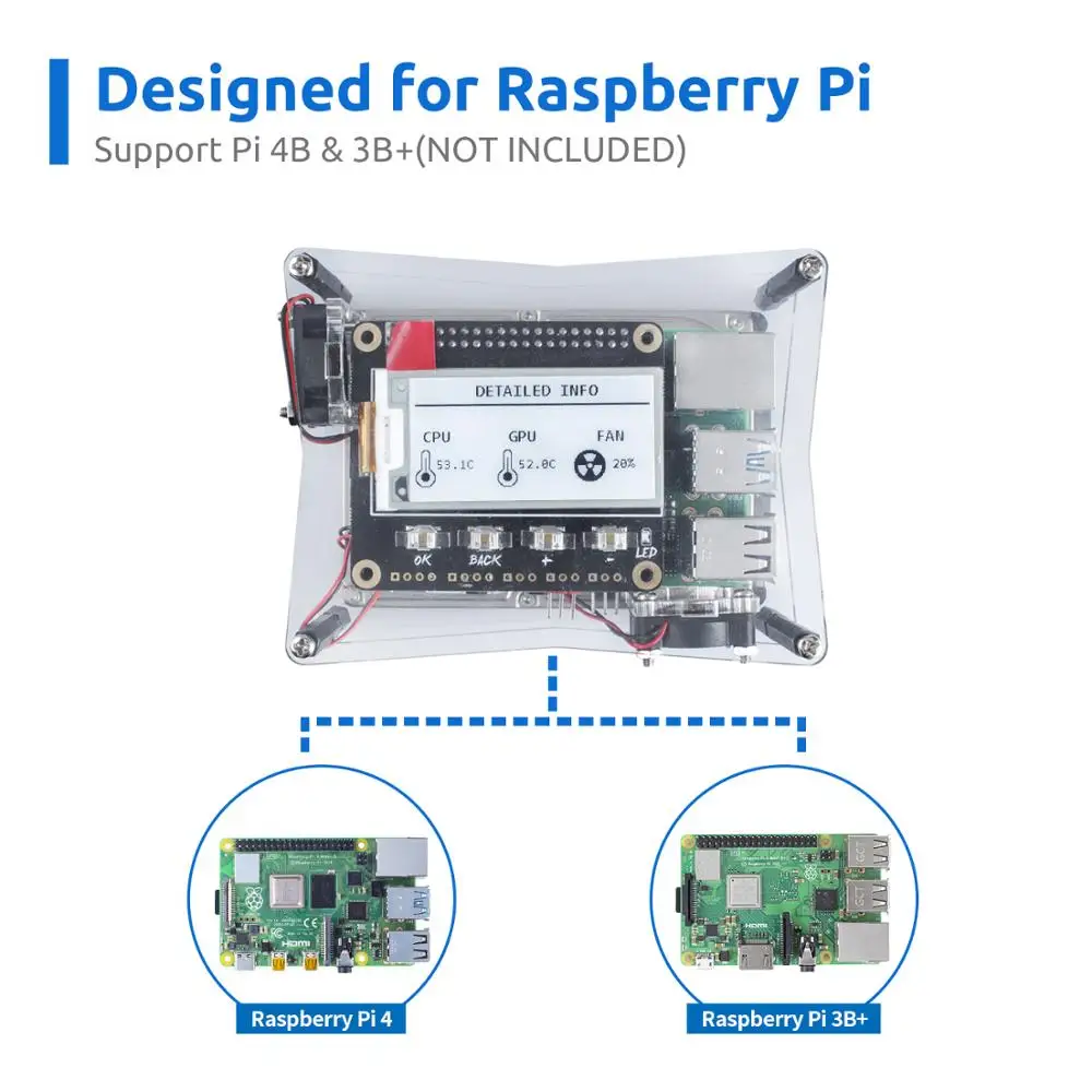 Комплект NAS SunFounder для Raspberry pi 4B/3B +/3B/3A +/2B шляпа двойной вентилятор карта Micro SD в