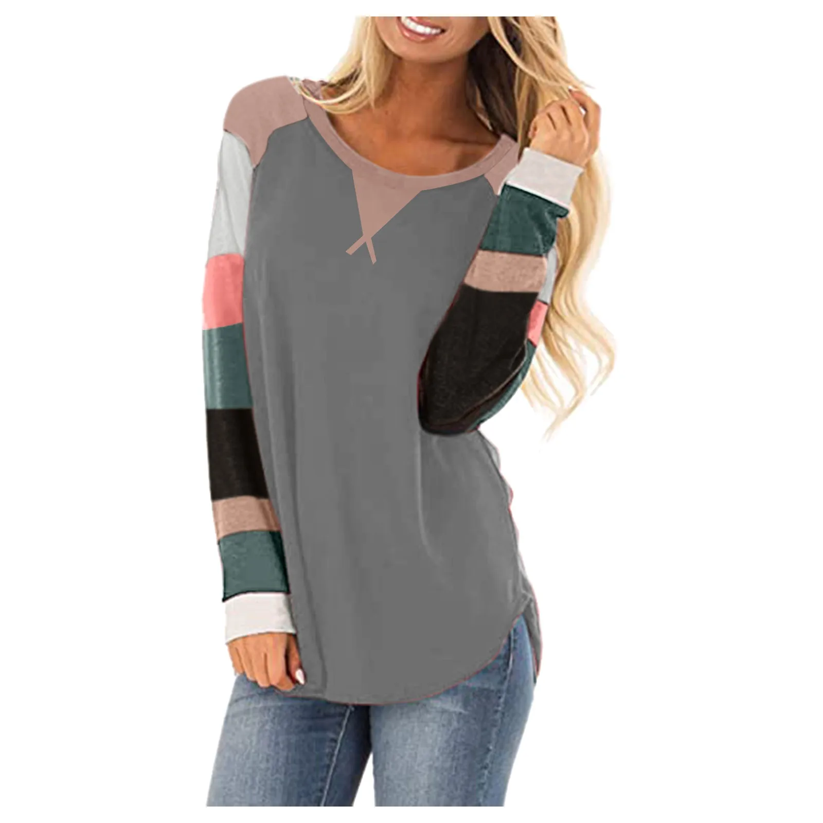 Женская одежда новинка весны модная женская Свободная полосатая футболка в