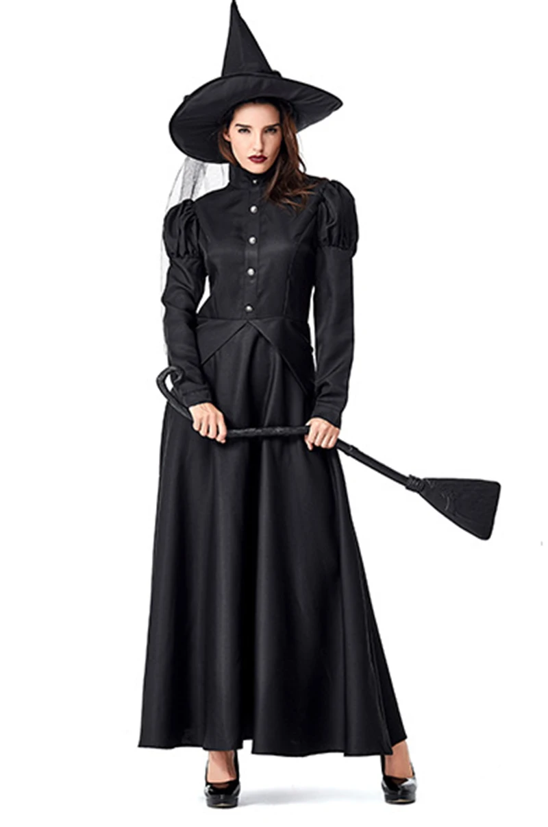 

Halloween Parent-Child Elegant Crape Evil Witch Costume Carnival Stage Show Cosplay Party Fancy Dress