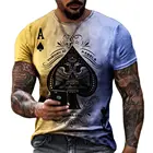 Мужская футболка с принтом Ace of Spades, топ с коротким рукавом и 3D принтом, свободная уличная одежда, летняя дышащая Повседневная Спортивная футболка