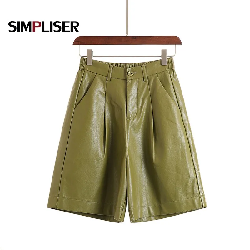 Женские брюки из искусственной кожи 2020 свободные с эластичной резинкой на талии