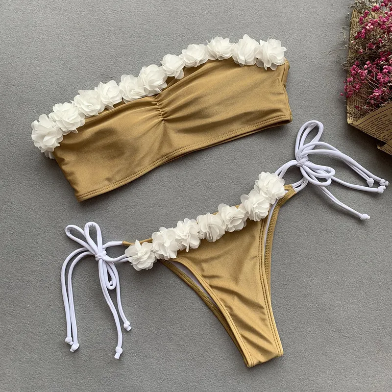 Микро бикини с чашками пуш-ап и открытыми плечами кружевное женское сексуальное