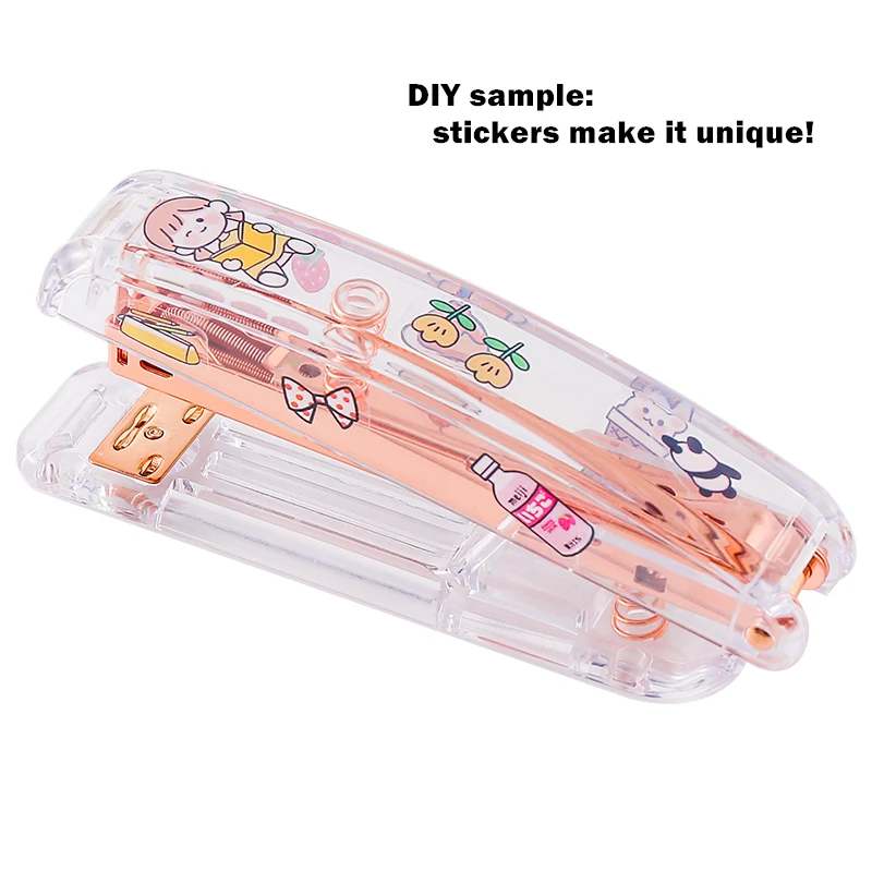 Rose Gold Color Stapler Set Acrylic Transparent Design Binder 24/6 Staples Stationery Office Binding Tools School Supplies F331 images - 6