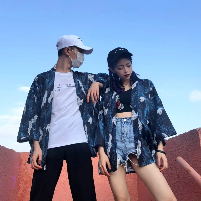 Женское кимоно человек юката Женский унисекс haori obi традиционное японское