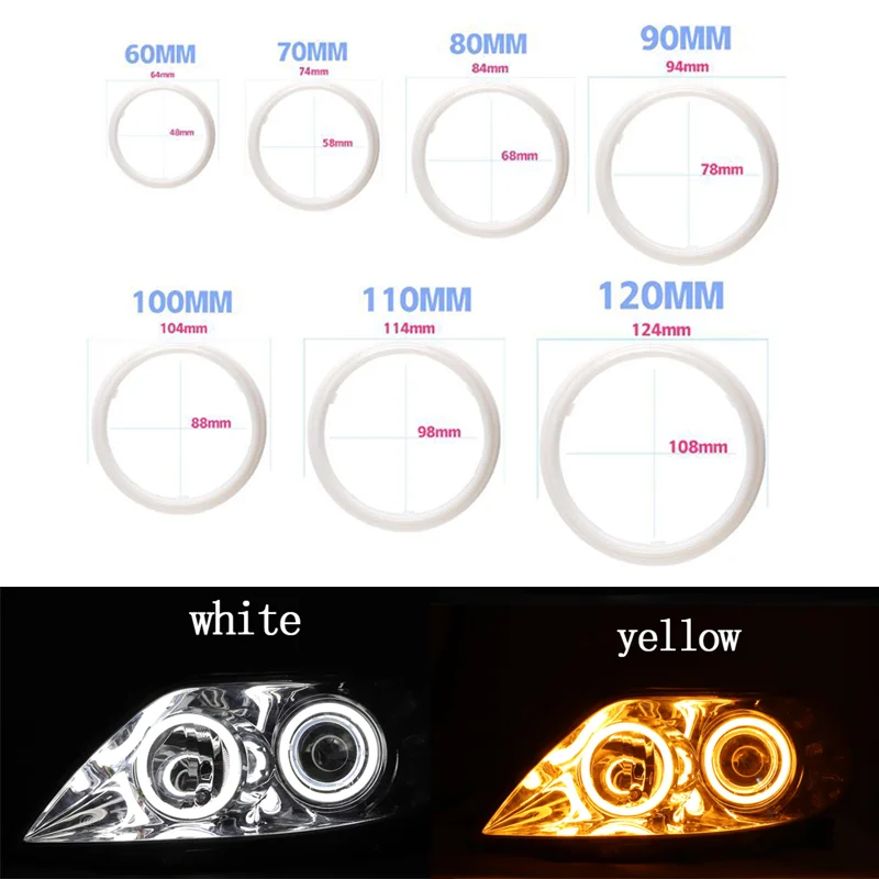 

Car Angel Eye LED Car Headlight DRL Daytime Running Light Car Halo Angel LED Eye 12V-24V Daylight Turn Signal White Yellow