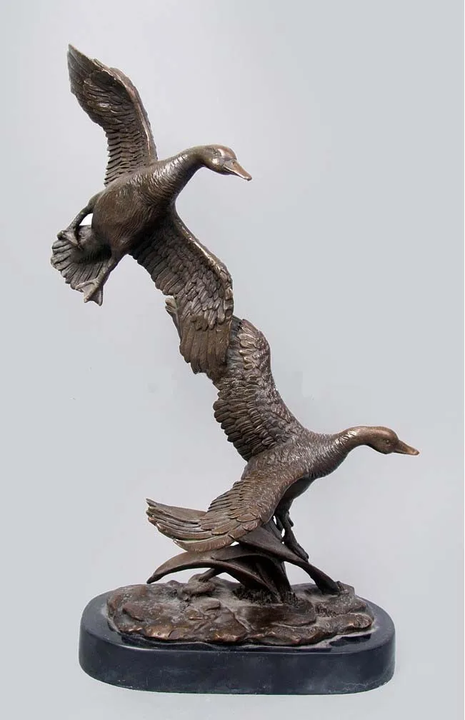 Садовый декор скульптура животных двойные утки бронзы статуи праздник орнамент