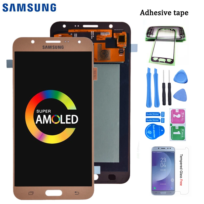 Супер AMOLED для samsung Galaxy J7 J700 J700F J700H J700M ЖК-дисплей кодирующий преобразователь сенсорного экрана в сборе