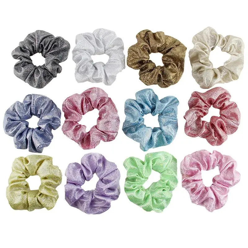 

1Pc Women Elegant Gilding Solid Glitter Elastic Hair Bands Ponytail Holder Scrunchies Rubber Band Headband Hair Accessories
