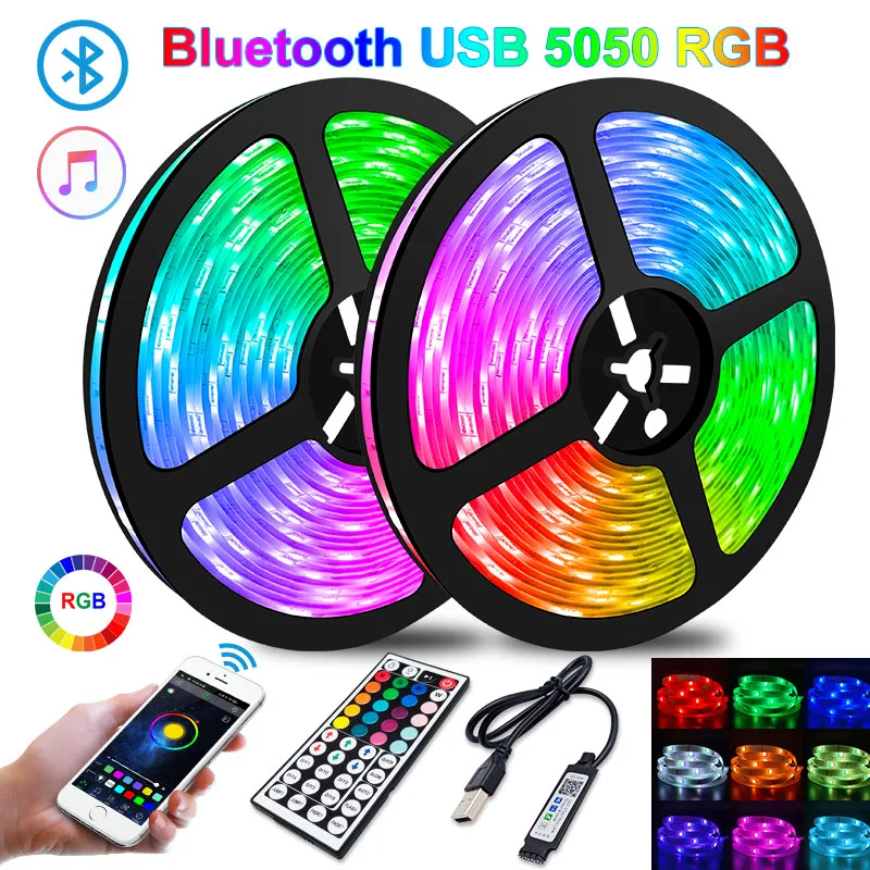Bluetooth APP RGB 5050 LED Strip Light USB Flexible Luces LED Lamp Diode Tape Ribbon Neon For Room TV Desktop Screen BackLight