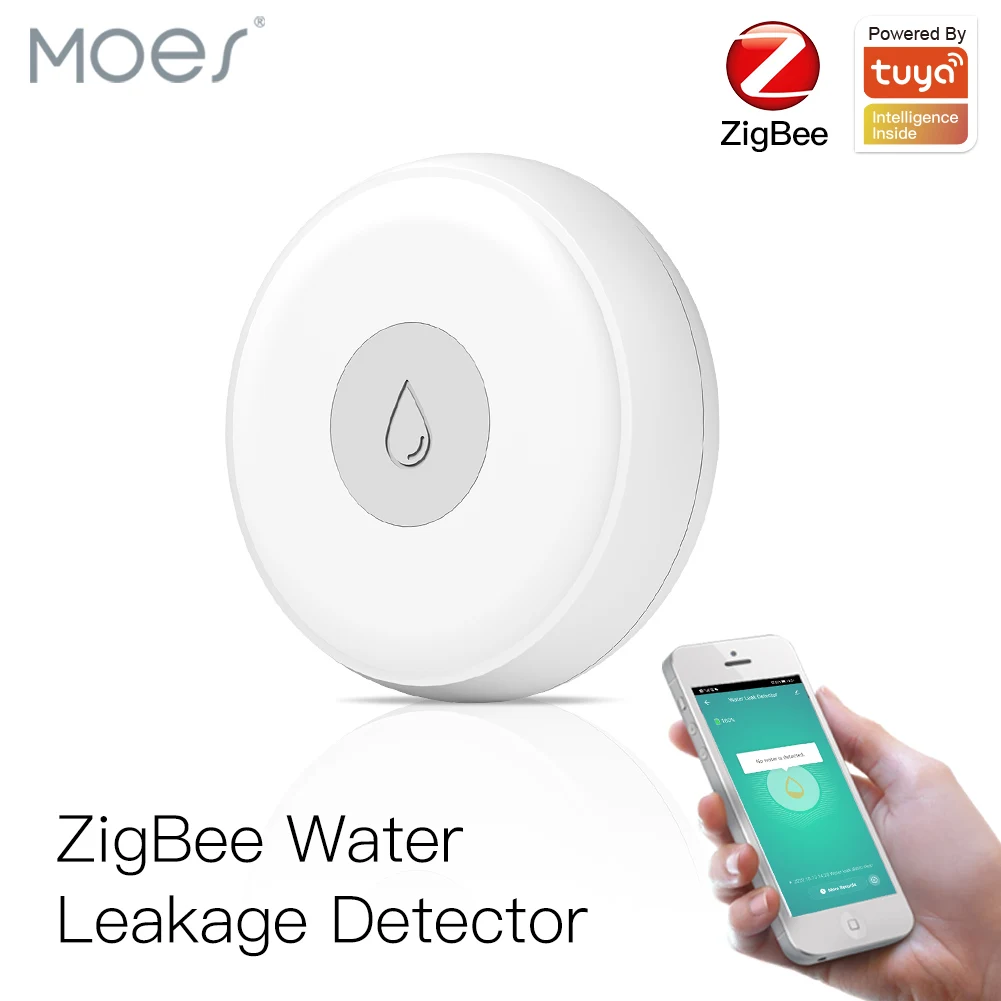 

ZigBee умный детектор утечки воды с датчиком потока, оповещение о переливании потока, система охранной сигнализации Tuya/приложение Smart Life с дист...