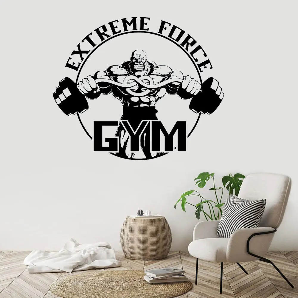 

Bodybuilder Gym Fitness Coach Sport Muscles Wall Decal Vinyl Art Wall Sticker Gym Club Weightlifting Wallpaper DW8352