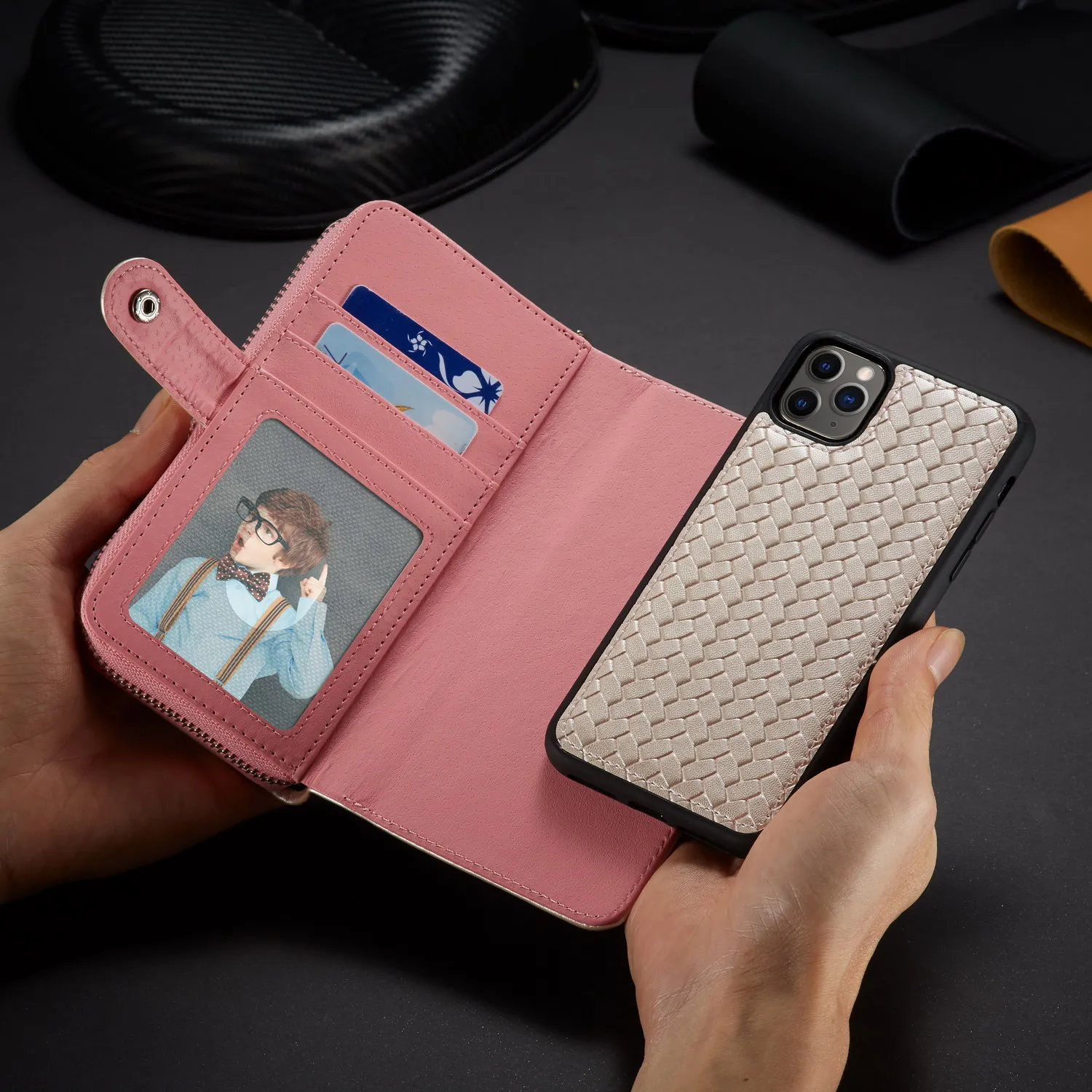 Новинка, съемный кошелек на молнии, тканый кожаный чехол для iphone 11/iphone 11 Pro/iphone 11 Pro Max