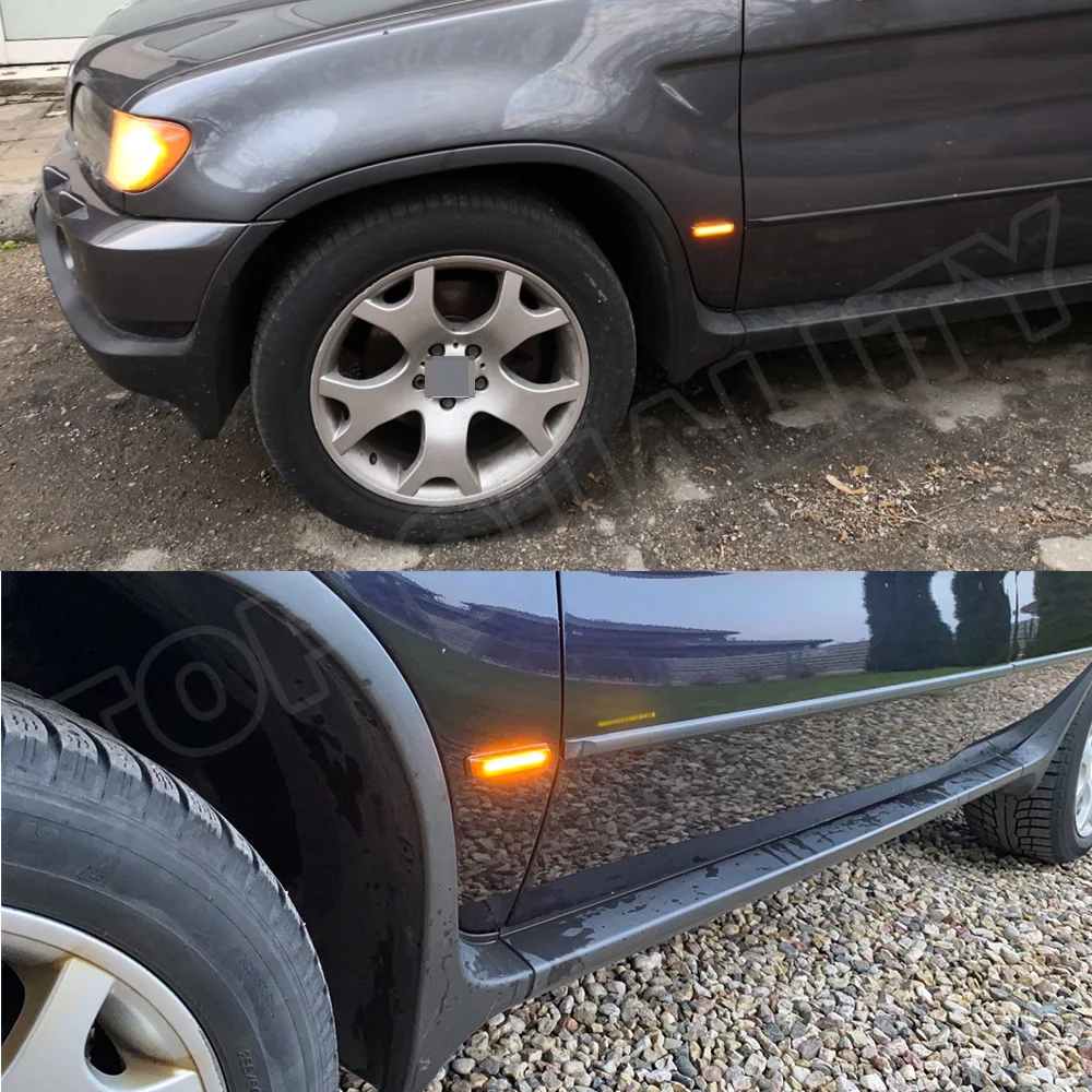 2 шт. динамический последовательных янтарных светодиодный боковой габаритный