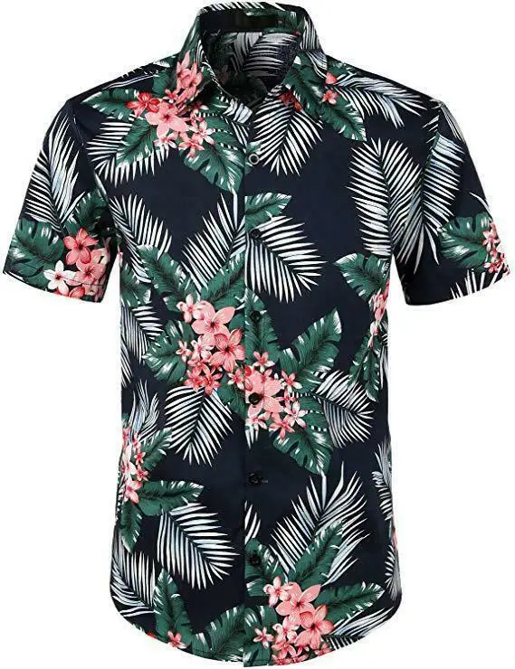 

Men Hawaiian Beach Shirt Summer Holiday Fruit Floral Printed Short Sleeve Casual Luau Shirt Button Up Camp Tops S-2XL