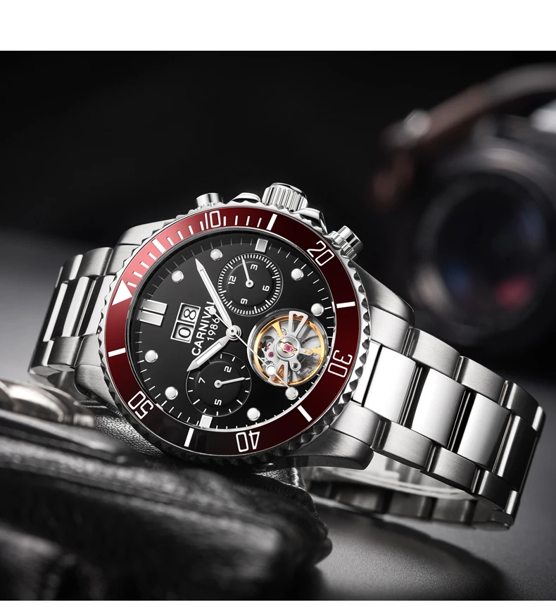 Tourbillon механические часы для мужчин Топ люксовый бренд карнавальные часы спортивные автоматические часы водонепроницаемые мужские часы Relogio светящиеся