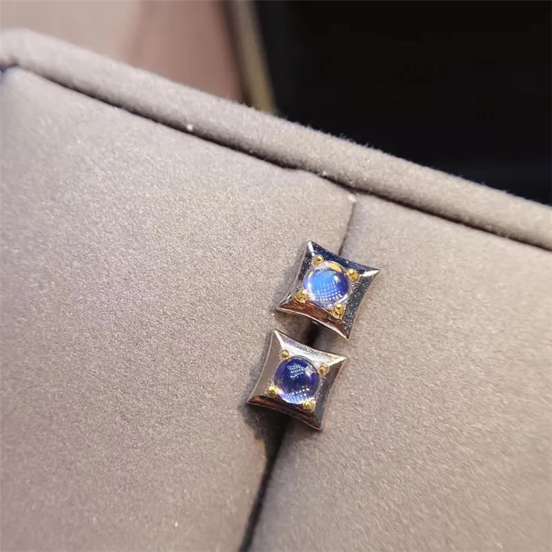 Натуральные серьги из лунного камня голубой лунный камень S925 серебряные шпильки