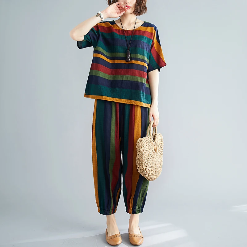 

Loose T-shirt Women Tops Femme Harem Pants Suits