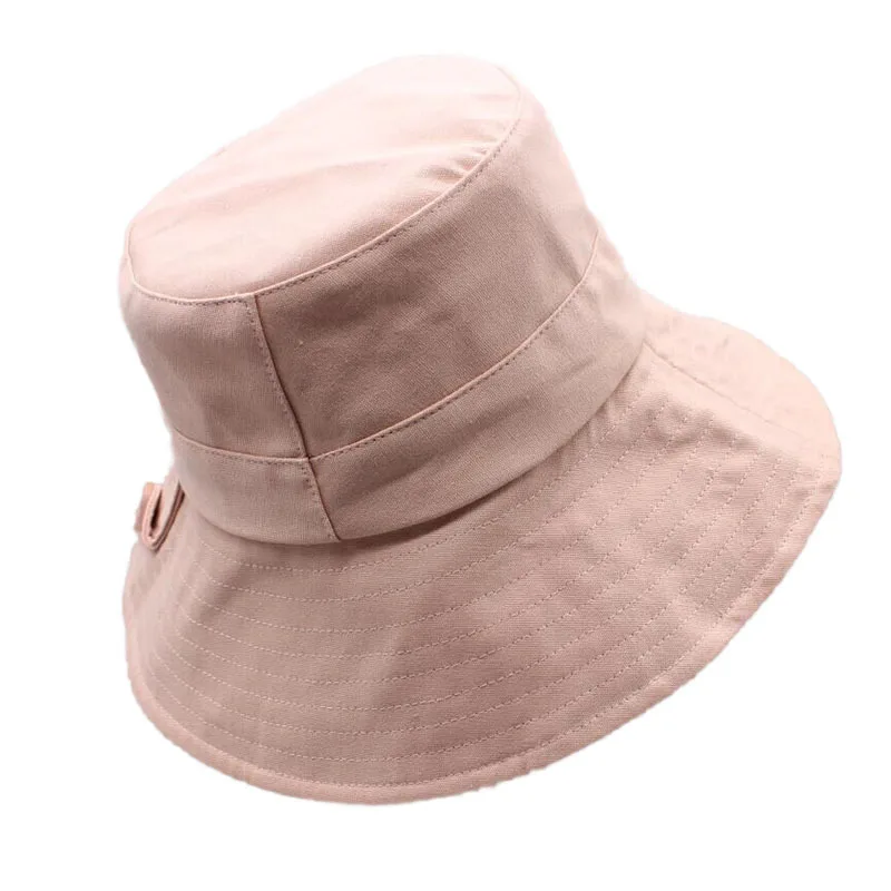Cotton button women's sunbonnets fashion summer caps fisherman hats bucket hats sun-shade chapeau for teenagers girls