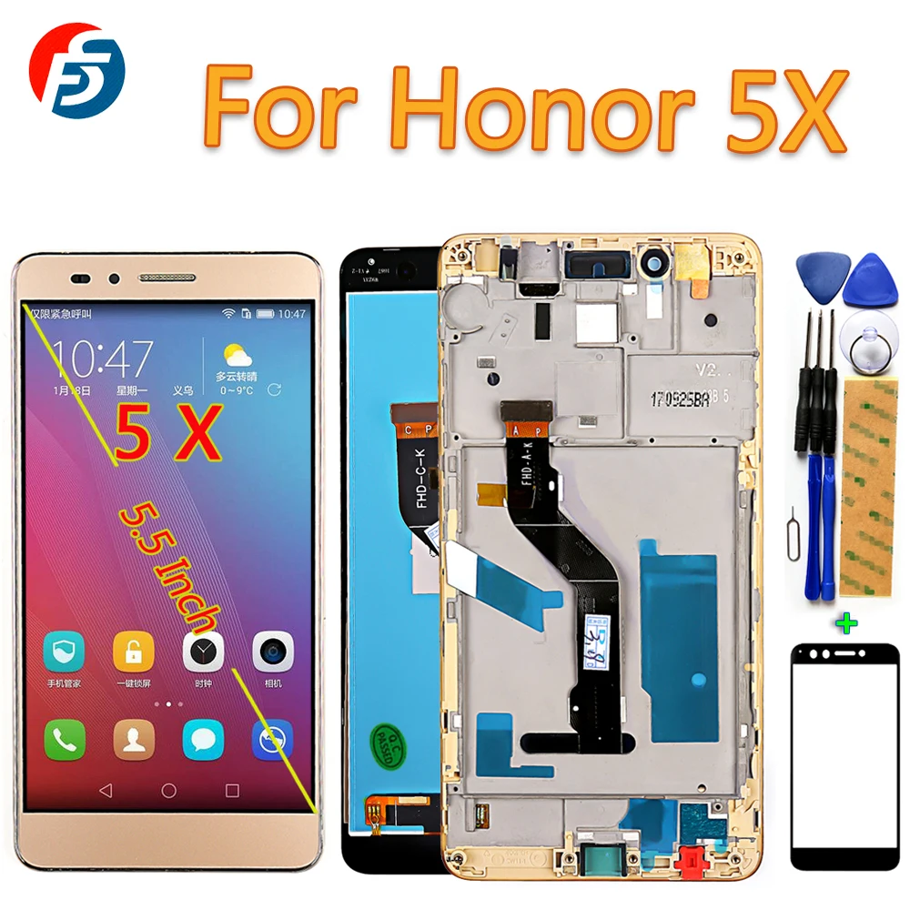 100% протестированный сенсорный экран для huawei Honor 5X5 5 дюймов ЖК дисплей дигитайзер