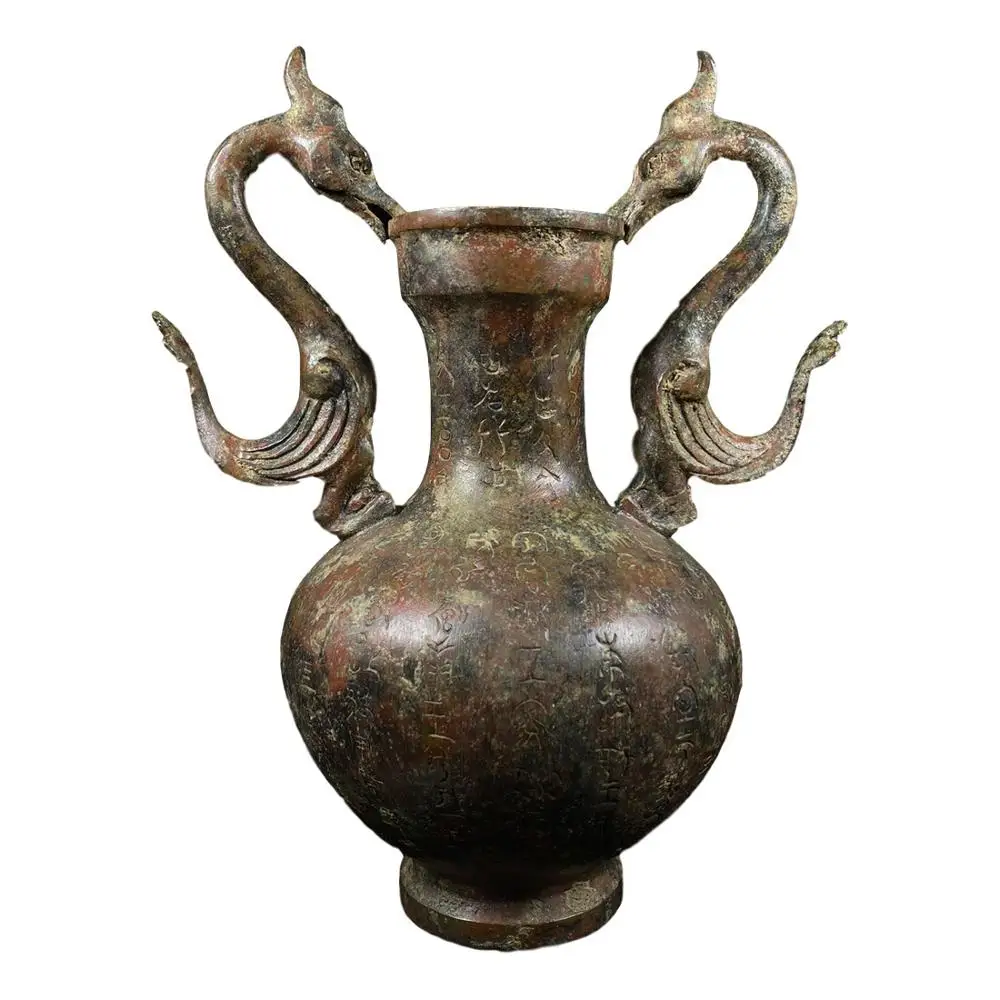 

LaoJunLu бронзовая бутылка с двойным драконом, имитация старинной бронзы, коллекция шедевров, уединенный Китайский традиционный стиль