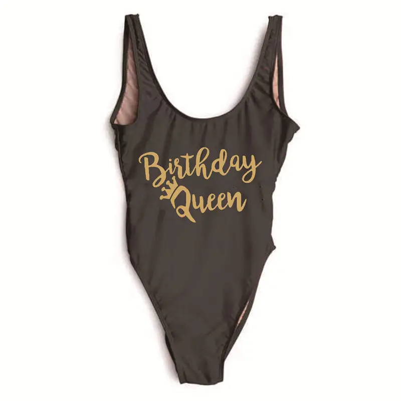 Цельные купальники с рисунком короны и королевы на день рождения женская одежда