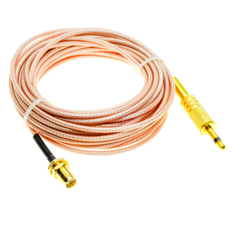 SMA Female Bulkhead to 3.5mm 1/8&quot TS Male Mono RF RG316 Coax Jumper Pigtail Cable | Connectors