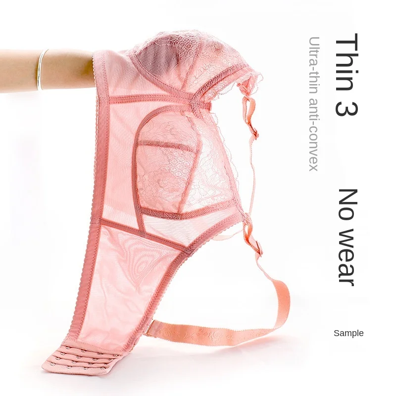 Large-Size Lightweight Sponge-Free Wireless Breathable Bra Women's Large Bust Small Breast Holding Gathered Fat lace bra