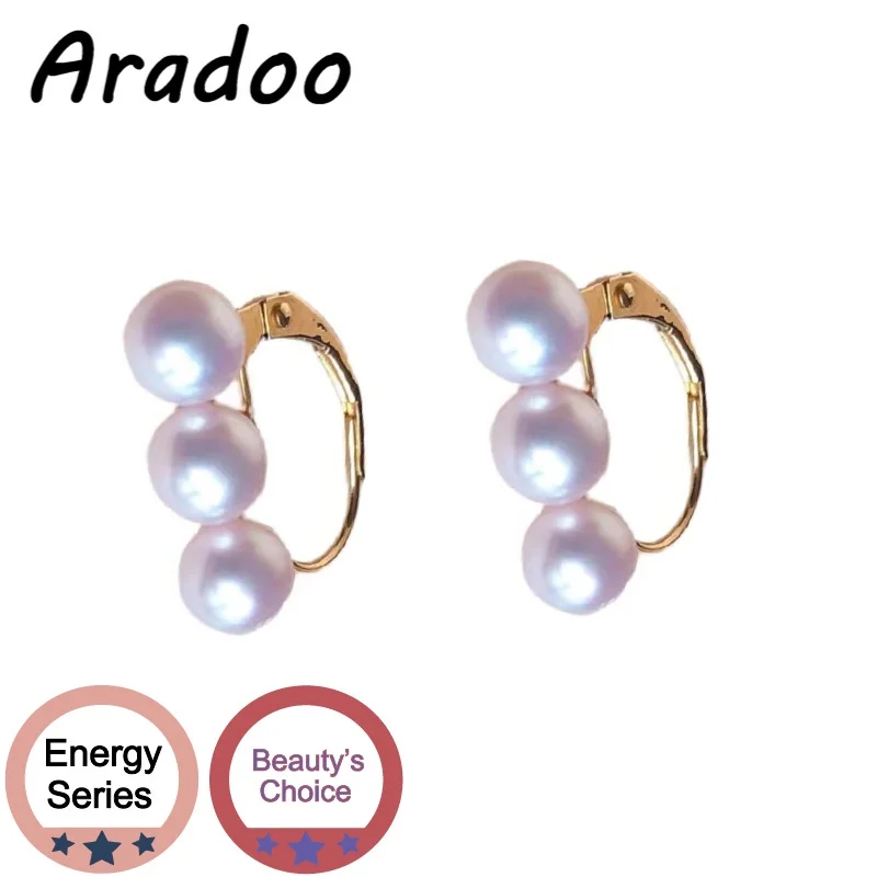 

ARADOO Natural Pearl Earrings Vacuum Plating 18k Gold Light Luxury Earrings