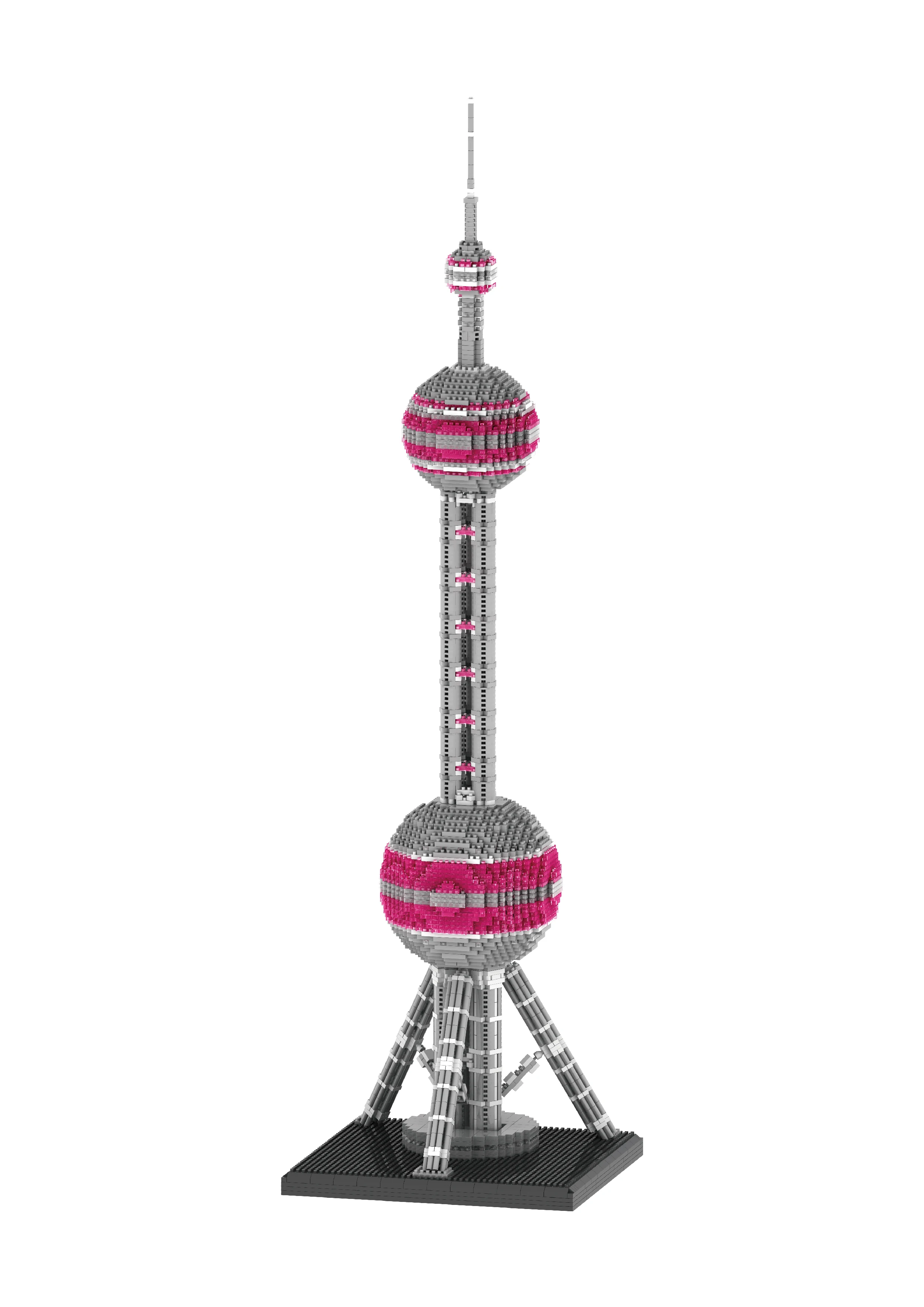 

PZX 9921 4220pcs World Architecture Oriental Pearl Radio TV Tower 3D Modle Mini Diamond Building Blocks Toys For Children