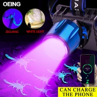 2021 new uv led headlight usb rechargeable sensor headlamp 4 mode zoom purplewhite headlight uv torch scorpion capture light