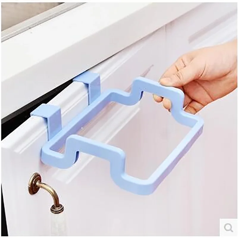 kitchen garbage bag holder in waste bin 1PC Plastic Cupboard Door Rubbish Rack cabinet door Hanging Trash Bag Rack Cloth Rack