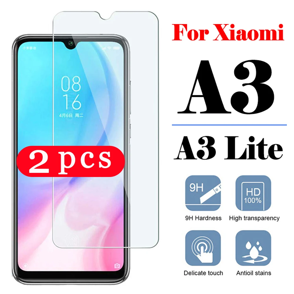 

2 шт., защита для экрана телефона xiaomi mi A3 lite, закаленное стекло для xiaomi mi A2 lite, Защитная пленка для смартфона на стекле