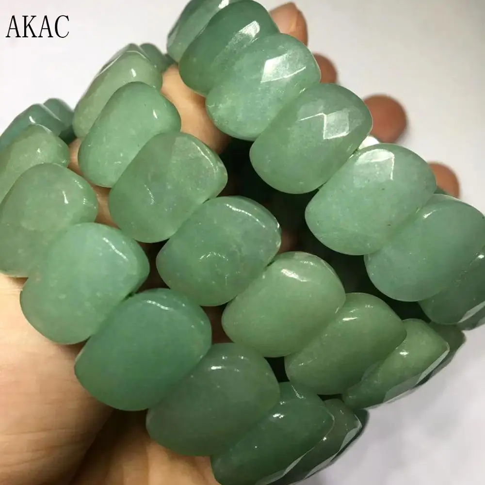 Бесплатная доставка около 10*15 мм натуральный граненый зеленый авантюрин браслет