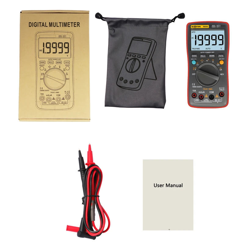 Цифровой мультиметр RM303 вольтметр с функцией True RMS 19999 отсчетов Бесконтактный