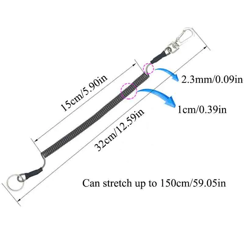 Key Lanyard Fishing Missed Rope Koord Chain Elastic Coil Stretch Tether Fashion Wire spring rope Lockable Cord | Украшения и