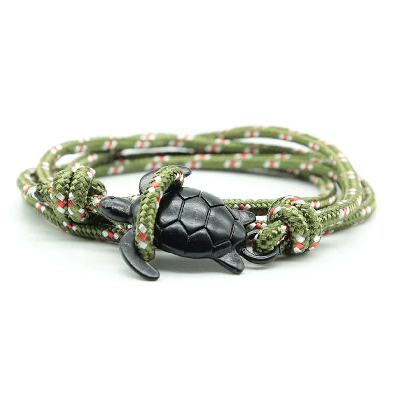 Fashion Handmade Paracord Sea Turtle Bracelet Charm Multilayer Rope Viking Braclet For Men Women Wristband Jewelry Pulseira | Украшения и