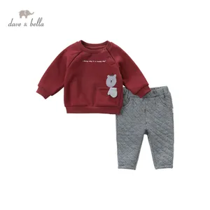 DB14582 dave bellaмодные зимние комплекты одежды с рисунком для маленьких мальчиков детские повседневные комплекты Детский костюм из 2 предметов