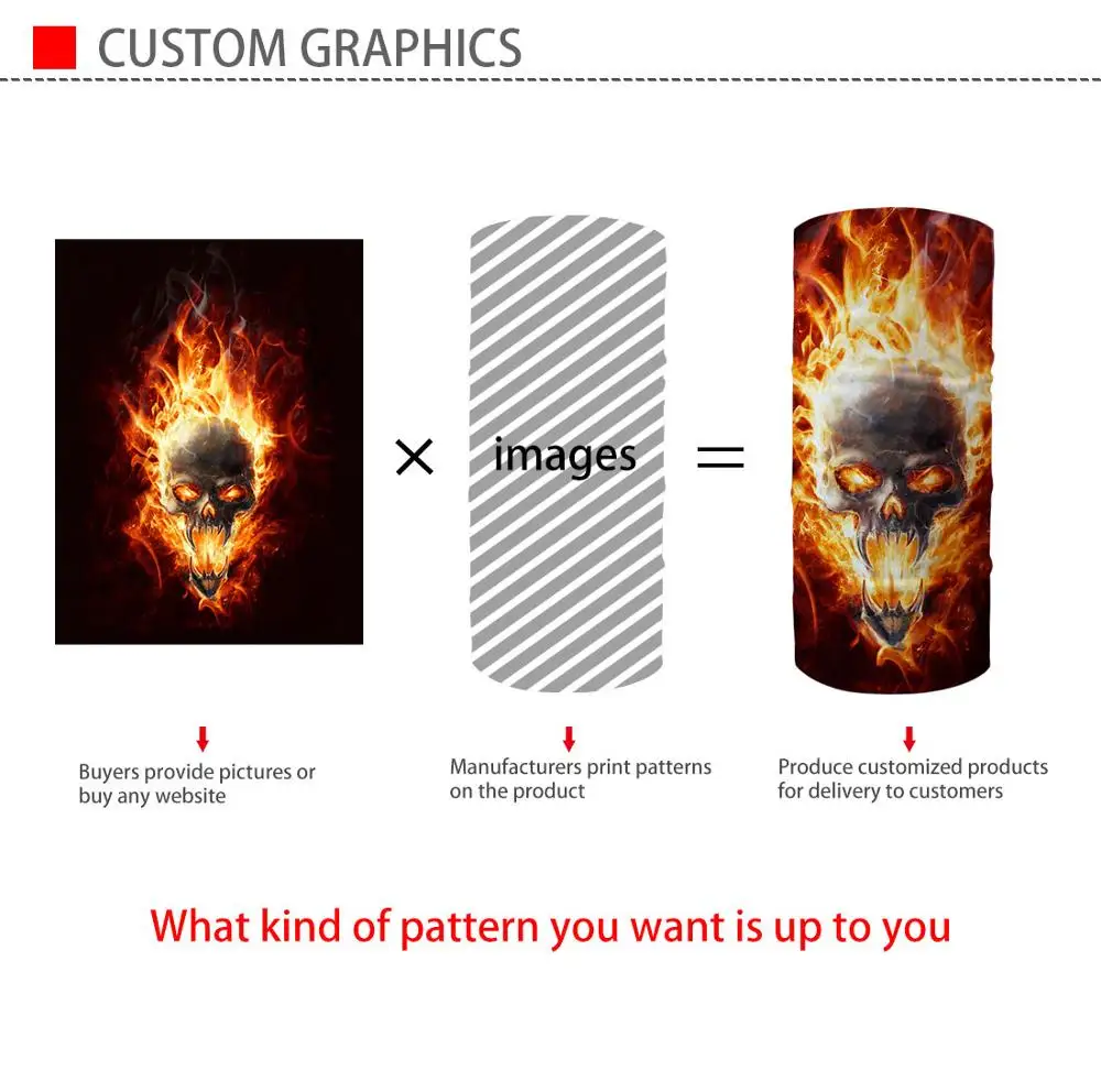 

Customize your own pattern Bandana Scarf Motorcycle Dustproof Multifunctional Seamless Tubular Hip-hop Headband Neck Gaite