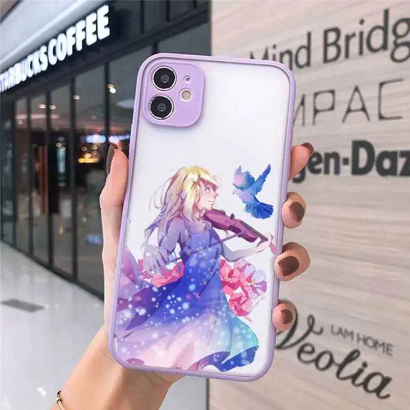 

Your lie in April anime Phone Case matte transparent For iphone 7 8 11 12 plus mini x xs xr pro max cover