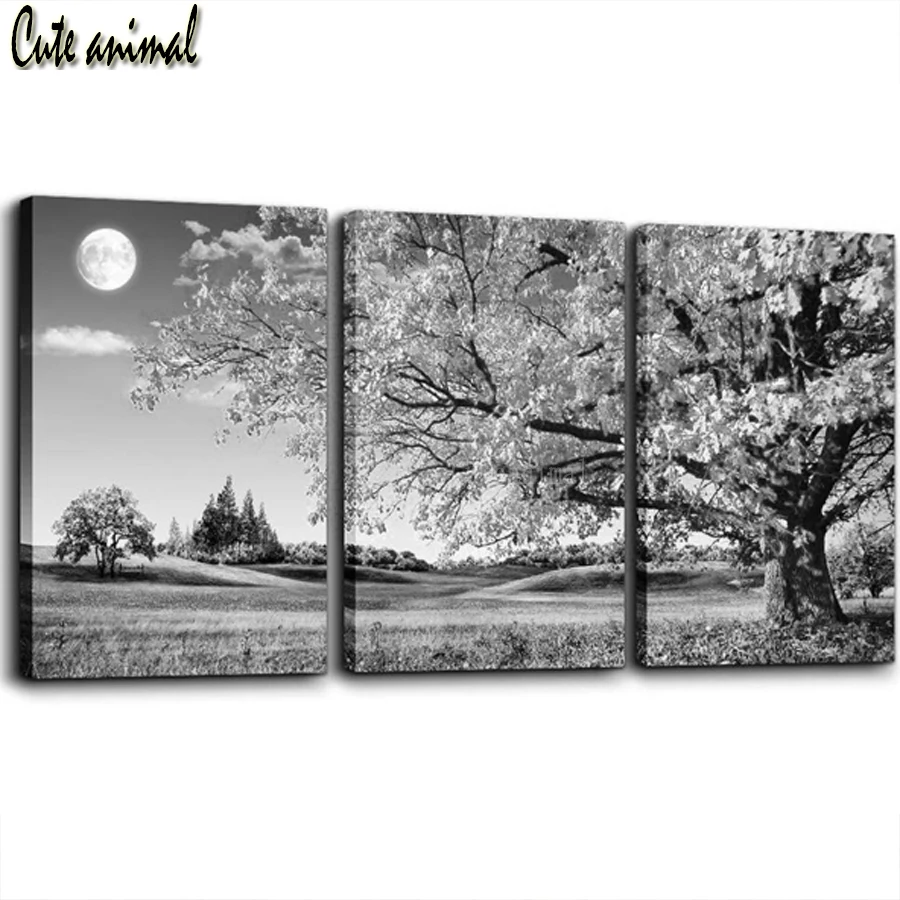 

5D DIY Diamond painting 3pcs Autumn landscape black and white trees Diamond embroidery cross stitch kits Diamond mosaic art