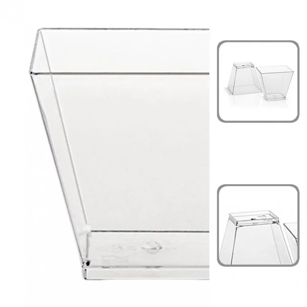 

Safe 50Pcs Practical Transparent Square Cake Cups 60ml Dessert Cups Food-grade for Wedding