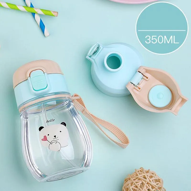 Green D8821 350 мл набор бутылочек для кормления детей Tritan, не содержит бисфенол, Антиколиковая бутылочка для молока с соломинкой и прямым покрытием, бутылочка для кормления младенцев - Цвет: Green D8821