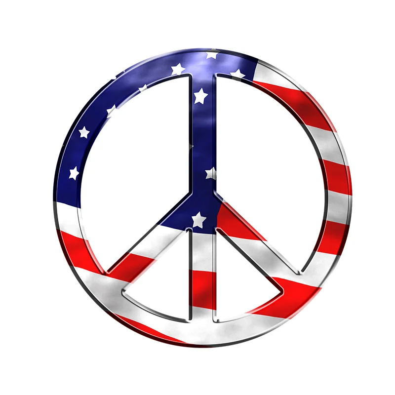 

13cm X 13cm For American Flag Peace Sign Personality Creative Car Stickers PVC Car Accessories Decal Cartoon Graphics