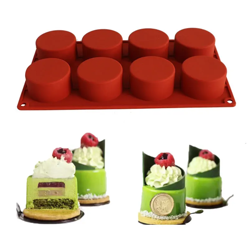 

8 Cavity Cylindrical Silicone Cup Cake Mold for Chocolate Mousse Bread Jelly Pudding Ice Cream Dessert Bakeware Decorating Tools
