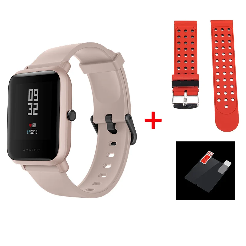 pink and red Английская версия Huami Смарт-часы Amazfit Bip Lite 45 дней Срок службы батареи 3ATM сердечный ритм Amazfit Bip Lite Часы Android iOS - Цвет: pink and red