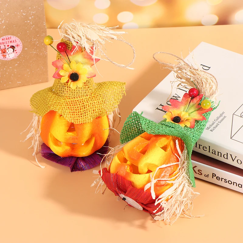 Светодиодный подвесной ночник на Хэллоуин ажурный фонарь в виде тыквы с шляпой