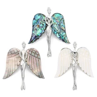 1pcslot vintage cute angel wings design brooch angel image fashion jewelry 3 colors natural abalone shell brooch pins gifts