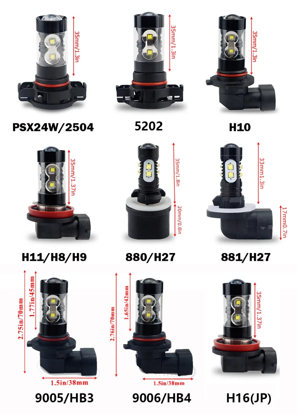 Автомобильные противотуманные фары 2 шт. светодиодсветодиодный DRL 9006 HB4 H8 H11 H7 H3 2504