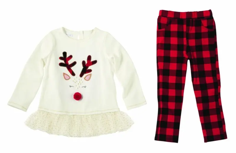 Рождественское платье для маленьких девочек топы футболка + штаны комплект из 2
